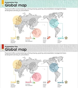 강조 원형 글로벌 맵 – 효과적인 시장 분석