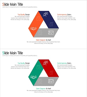 삼각 연결 다이어그램으로 사업 목표 및 전략 시각화