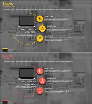기술 및 서비스 소개 및 특성을 위한 슬라이드 – 노랑과 빨간 포인트