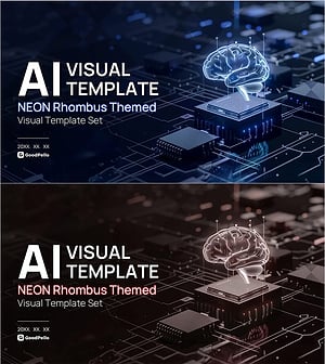 AI 네온 마름모 비주얼 템플릿 – 혁신과 창의성