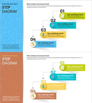 과목별 4단계 일정 안내 슬라이드 – 단계별 플로우 디자인