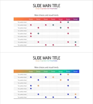 그라데이션 테이블 차트로 재무계획 시각화 – 보라와 파랑의 조화