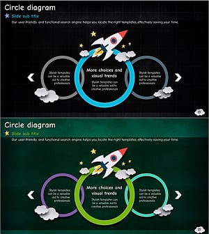 로켓 일러스트와 중첩 다이어그램