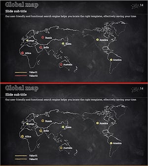 칠판 분필 테마 글로벌 지도 슬라이드