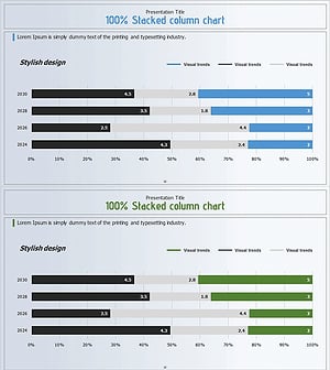 블루 그린 세분형 그래프 – 시장 및 경쟁사 분석을 위한 템플릿