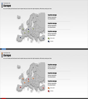 국내 네트워크 유럽 지도 슬라이드 – 효과적인 시장 분석