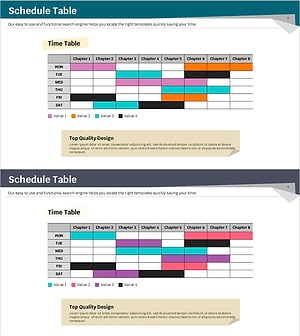 컬러영역 테이블 일정 차트 – 효과적인 운영계획 시각화
