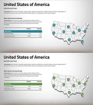 아메리카 지도와 아이콘 표시 – 시장 분석을 위한 효과적인 도구