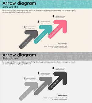 화살표 모양 연결 다이어그램 – 사업 추진 전략과 마케팅 목표