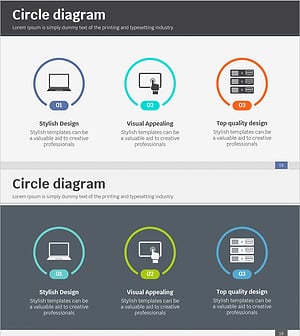서비스 특성 및 장점을 시각화한 다이어그램 슬라이드