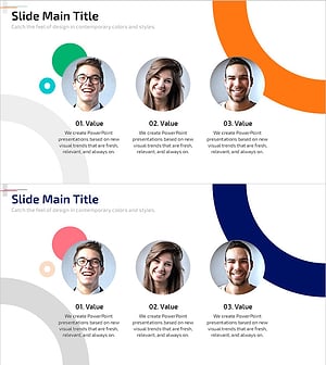 원 인포그래픽 배경의 맨파워 슬라이드 – 팀워크와 협력의 힘