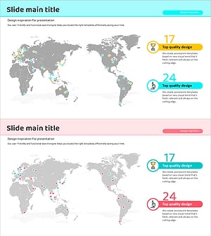 Blue Pink Map Distribution Template – Emphasizing Global Network Design