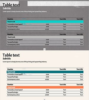 그린 오렌지 포지션 테이블 슬라이드 – 재무상황을 한눈에