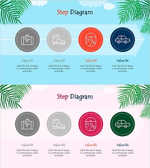 여름 방학 템플릿 선형 다이어그램