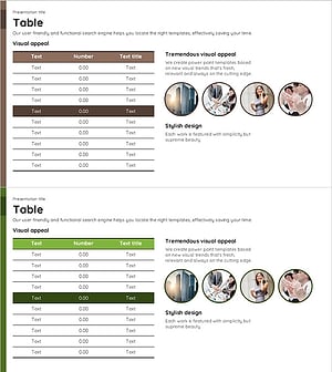 비즈니스 테이블 차트 – 재무 성과를 직관적으로 전달