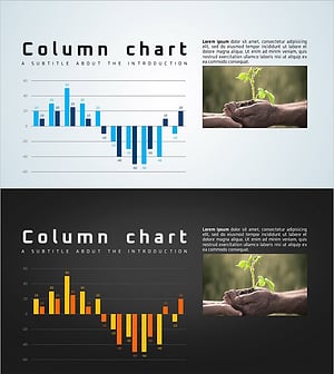 친환경 세로 막대그래프 블루 옐로우