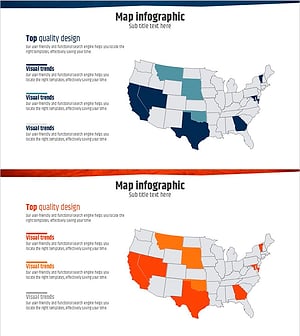 네이비-오렌지 맵 슬라이드 – 기업 소개 및 자원 배치