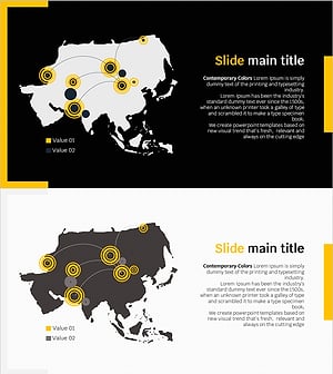 지리적 데이터 시각화를 위한 지도 슬라이드 템플릿 – 혁신적 접근