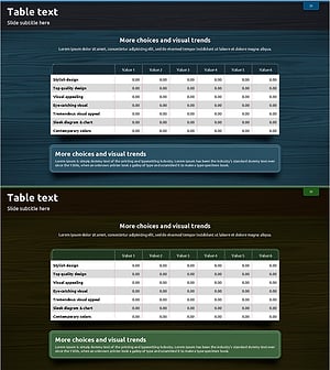 블루 그린 테이블 분석 슬라이드 – 시각적 매력과 실용성