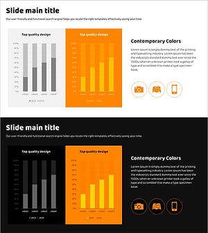오렌지 세로막대 차트로 시장 성장 시각화 – 경쟁 우위 분석