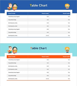 Visual Trends Presented in a Table Format PowerPoint Slide