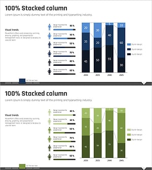 Target Analysis Subdivided Vertical Bar Graph – Harmonizing Blue and Green