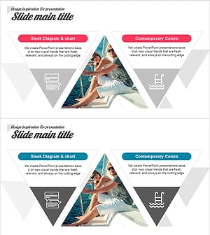 2분할 삼각형 다이어그램 슬라이드 | 좌우 대칭 비교형 PPT