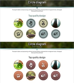 자연환경 아이콘 다이어그램 슬라이드 – 기술이 더해진 지속 가능성