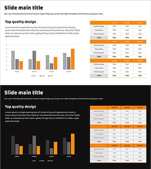 실적 분석 테이블 슬라이드 – 시장 및 경쟁사 분석