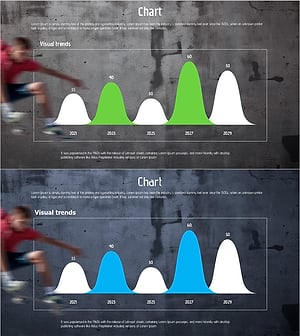 뛰어오르는 소년과 종형 차트 - 시장 분석을 위한 데이터 시각화