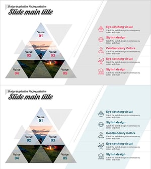 피라미드 인포그래픽 슬라이드 | 5포인트 가치 구조형 PPT