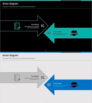 마주치는 화살표 다이어그램으로 전략적 흐름 시각화