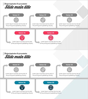 U자형 순차 다이어그램 슬라이드 | 5단계 프로세스 PPT