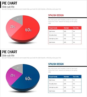 레드 블루 입체 파이차트 – 성과 시각화