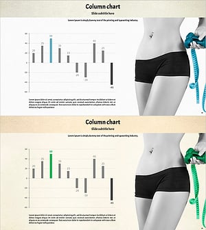 인바디 차트를 시각화한 세로 막대 그래프 슬라이드