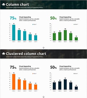 블루 오렌지 세로막대 차트 – 창의성 강조