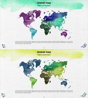 다채로운 수채화 느낌의 글로벌 지도