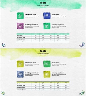 수채화 단계별 일정계획 테이블 – 감각적인 데이터 표현