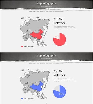 아시아 네트워크를 시각화한 파이형 슬라이드 – 글로벌 비즈니스 소개