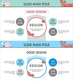 꽃 와이드 PPT 확산 다이어그램 – 사업 전략과 비전