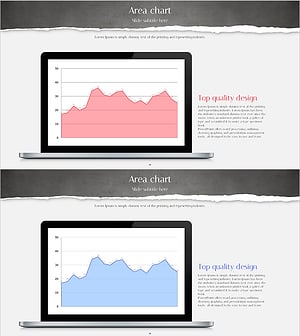 목업과 영역형 차트 프레젠테이션 슬라이드 – 시장 분석의 신뢰를 보다