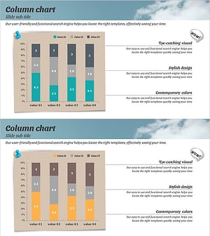 마케팅 계획 및 전략 세분형 세로막대그래프 – 블루와 옐로우