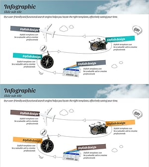 사업 추진 전략 다이어그램 슬라이드 – 청록과 노랑