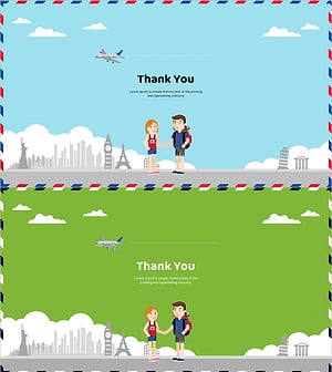 해외여행 일러스트 템플릿 – 감사의 마음 전하는 엔딩 페이지