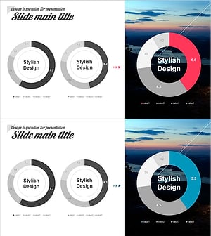 도넛형 비교 차트 슬라이드 | 데이터 시각화 PPT