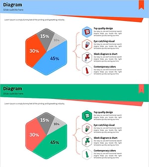 재생 가능 에너지 아이콘과 육각형 파이차트