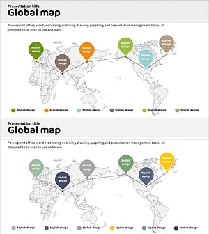오렌지 옐로우 지도위치 표시 – 글로벌 네트워크 인디케이터