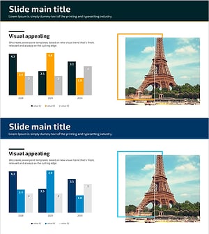 유럽 관광 수요 조사를 위한 세로막대 그래프 슬라이드 템플릿
