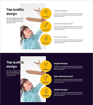 현미경 아이콘과 텍스트 박스로 제품 제공 정보 전달