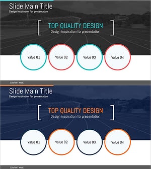 4가지 핵심 가치를 시각적으로 표현한 PPT 슬라이드